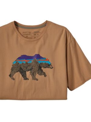 Patagonia Mens Back For Good Organic T-Shirt, Dark Camel / Bear