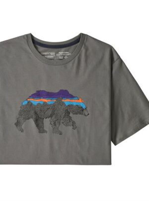 Patagonia Mens Back For Good Organic T-Shirt, Noble Grey / Bear