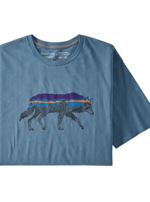 Patagonia Mens Back For Good Organic T-Shirt, Pigeon Blue / Wolf