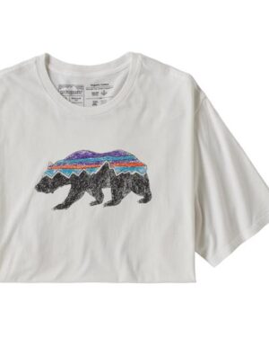 Patagonia Mens Fitz Roy Bear Organic T-Shirt, White