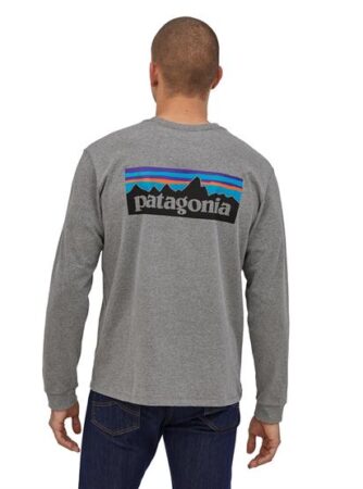 Patagonia Mens L/S P-6 Logo Responsibili-Tee, Gravel Heather