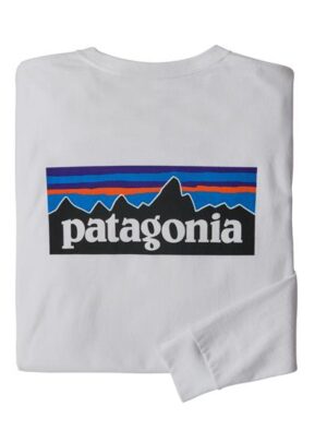 Patagonia Mens L/S P-6 Logo Responsibili-Tee, White