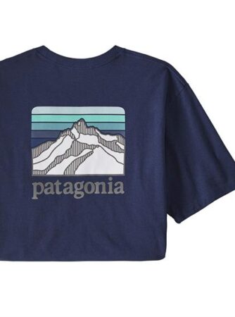 Patagonia Mens Line Logo Ridge Pocket Tee, Classic Navy