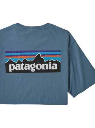 Patagonia Mens P-6 Logo Organic T-Shirt, Pigeon Blue