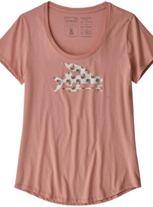 Patagonia Womens Flying Fish Organic Scoop Tee, Flora Pink