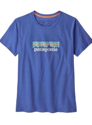 Patagonia Womens Pastel P-6 Logo Organic Crew T-Shirt, Blue