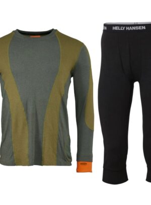 Aeonian/Helly Hansen skiundertøj, 3/4 bukser, sæt, herre, grøn/sort