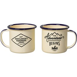 Gentlemen's Hardware Espresso Cream Enamel Mugs, 2 pcs
