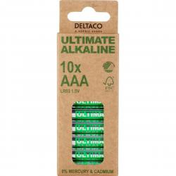 Deltaco Ultimate Alkaline AAA LR03 1,5V - 10-pak - Batteri