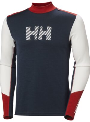 Helly Hansen Lifa Merino Midweight Logo, herre, mørkeblå/hvid/rød