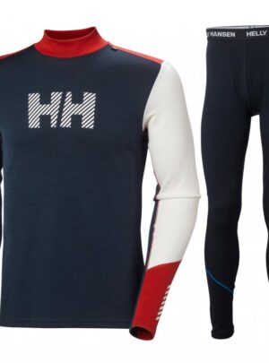 Helly Hansen Lifa Merino Midweight Logo, sæt, herre, mørkeblå/hvid/rød