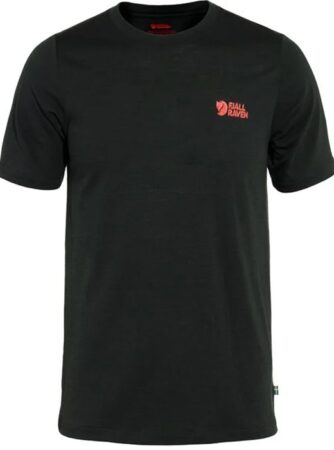 Fjällräven Abisko Wool Logo SS Herre / Mænd-Sort-M - T-Shirt, Polo-shirt