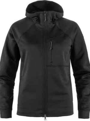 Fjällräven Abisko Grid Fleece Hoodie Kvinder / Damer-Sort-L - Fleecejakker og softshell