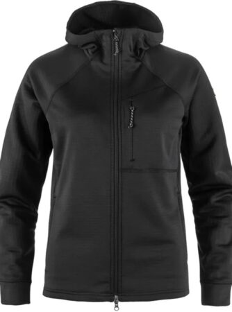 Fjällräven Abisko Grid Fleece Hoodie Kvinder / Damer-Sort-L - Fleecejakker og softshell