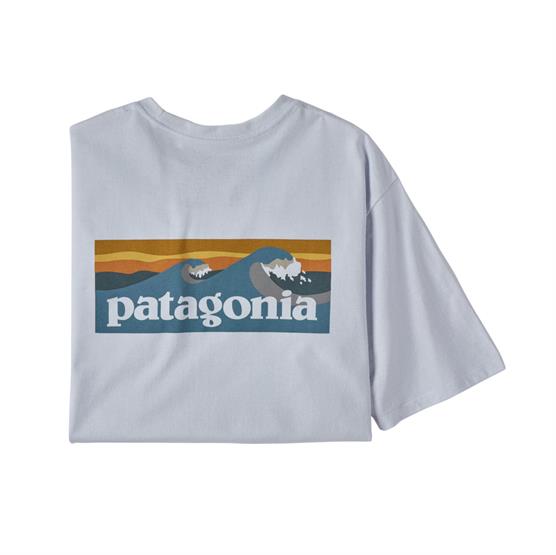 Patagonia Mens Boardshort Logo Pocket Responsibili-Tee, White Patagonia Mens Boardshort Logo Pocket Responsibili-Tee, White