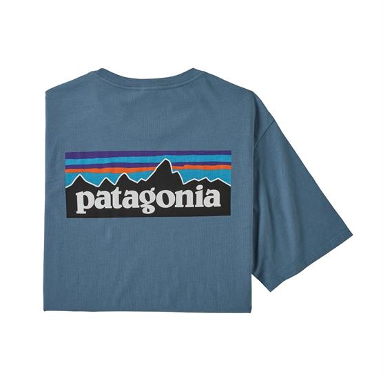 Patagonia Mens P-6 Logo Organic T-Shirt, Pigeon Blue Patagonia Mens P-6 Logo Organic T-Shirt, Pigeon Blue