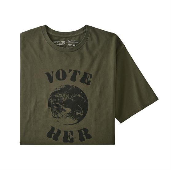 Patagonia Mens Vote Her Organic T-Shirt, Basin Green Patagonia Mens Vote Her Organic T-Shirt, Basin Green