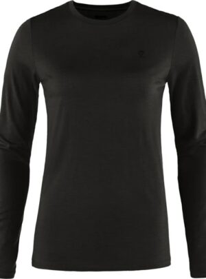 Fjällräven Abisko Wool LS Kvinder / Damer-Sort-XXS - T-Shirts