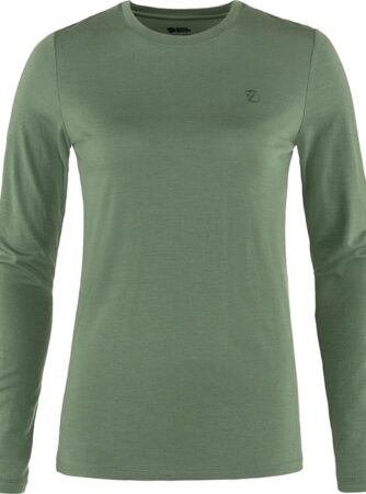 Fjällräven Abisko Wool LS Kvinder / Damer-patina Grøn-L - T-Shirts