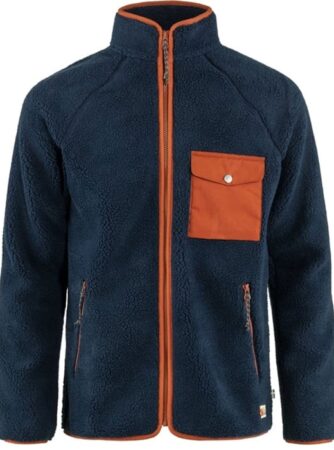 Fjällräven Vardag Pile Fleece Herre / Mænd-Mørkeblå / autumn leaf-S - Fleecejakker
