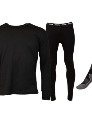 Helios Essential skiundertøj + 1 par Accezzi merino skistrømper, sort, herre