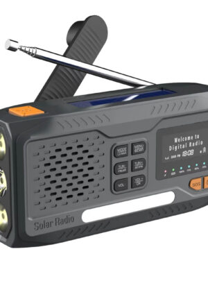 Nødradio DAB+/FM - 4800 mAh powerbank - Håndsving - Solcelle