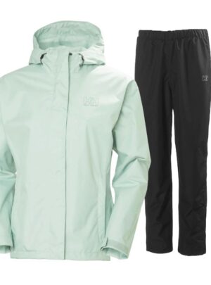 Helly Hansen Seven J regnsæt, dame, lysegrøn/sort