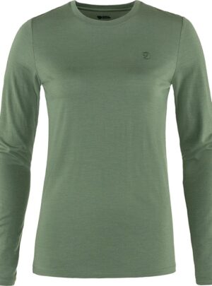 Fjällräven Abisko Wool LS Kvinder / Damer-patina green-S - T-Shirts