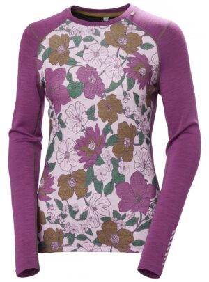 Helly Hansen Lifa Merino Midweight Graphic Crew, dame, lilla