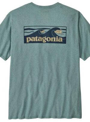 Patagonia Mens Boardshort Logo Pocket Responsibili-Tee, Blue Sage