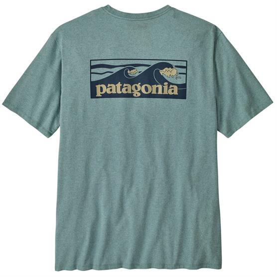 Patagonia Mens Boardshort Logo Pocket Responsibili-Tee, Blue Sage Patagonia Mens Boardshort Logo Pocket Responsibili-Tee, Blue Sage
