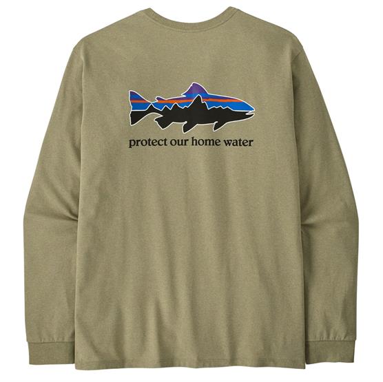Patagonia Mens L/S Home Water Trout Responsibili-Tee, Gumtree Green Patagonia Mens L/S Home Water Trout Responsibili-Tee, Gumtree Green