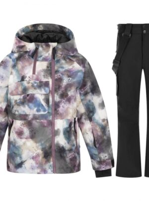 2117 of Sweden Kidden skijakke/skibukser sæt, junior, aop grape/sort