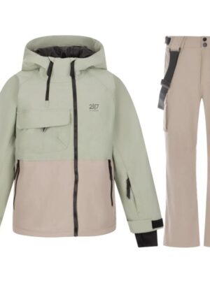 2117 of Sweden Kidden skijakke/skibukser sæt, junior, lysegrøn/beige