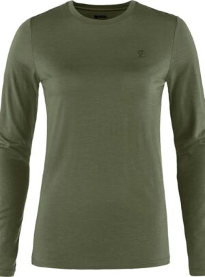 Fjällräven Abisko Wool LS Kvinder / Damer-laurel green-XL - T-Shirts