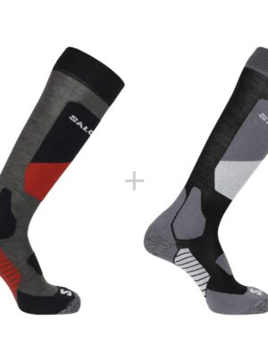 Salomon S/Access, skistrømper, 2-pak, sort/mørkegrå