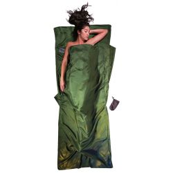 Cocoon Travelsheet,100% Silk, Dark Olive Green - Lagenpose