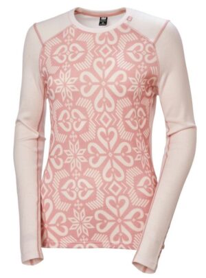 Helly Hansen Lifa Merino Midweight Graphic Crew, dame, lyserød