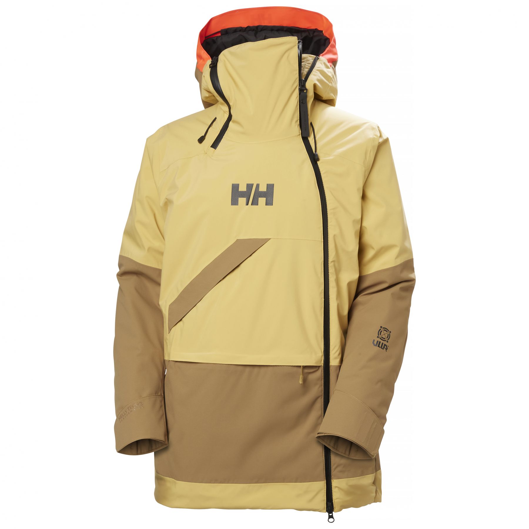 Helly Hansen Powchaser Asymmetric, skijakke, dame, lysebrun/gul Helly Hansen Powchaser Asymmetric, skijakke, dame, lysebrun/gul