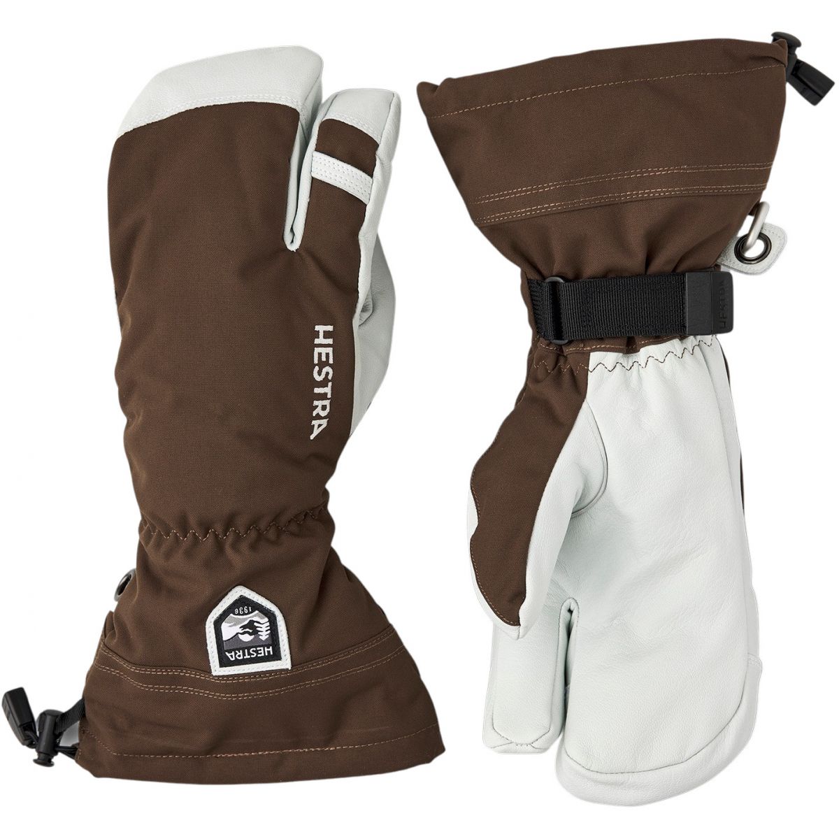 Hestra Army Leather Heli Ski, 3-finger skihandsker, brun Hestra Army Leather Heli Ski, 3-finger skihandsker, brun