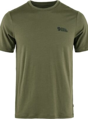Fjällräven Abisko Wool Logo SS Herre / Mænd-laurel green-L - T-Shirt, Polo-shirt