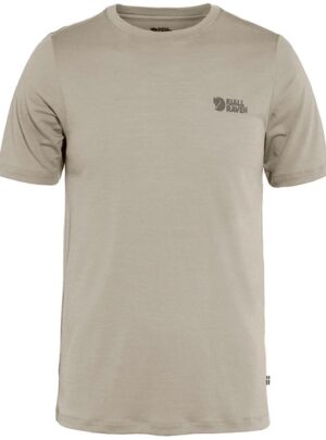 Fjällräven Abisko Wool Logo SS Herre / Mænd-light fossil-2XL - T-Shirt, Polo-shirt