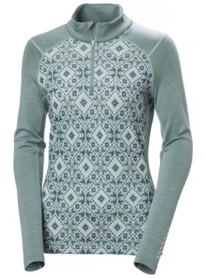 Helly Hansen Merino Midweight Graphic 1/2 Zip, dame, cactus