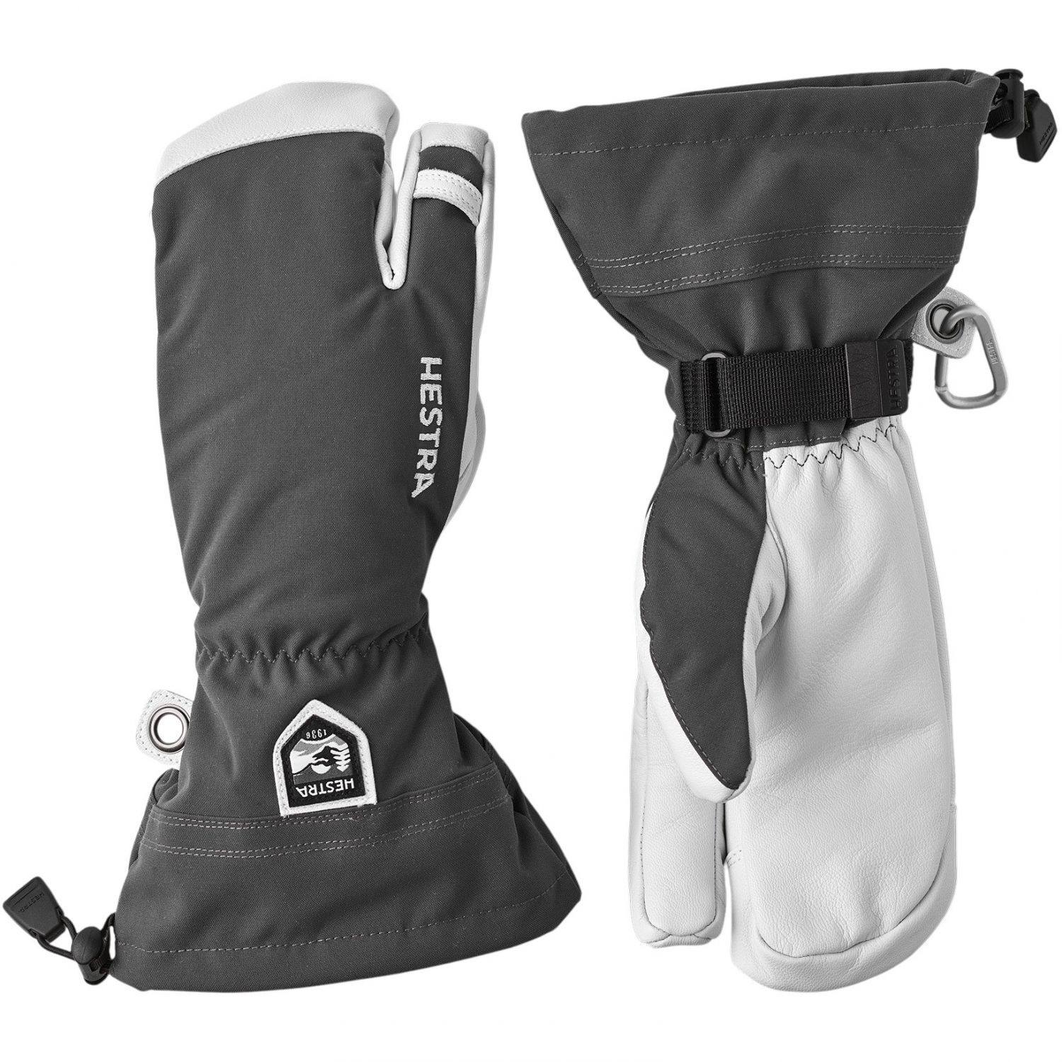 Hestra Army Leather Heli Ski, 3-finger skihandsker, grå Hestra Army Leather Heli Ski, 3-finger skihandsker, grå