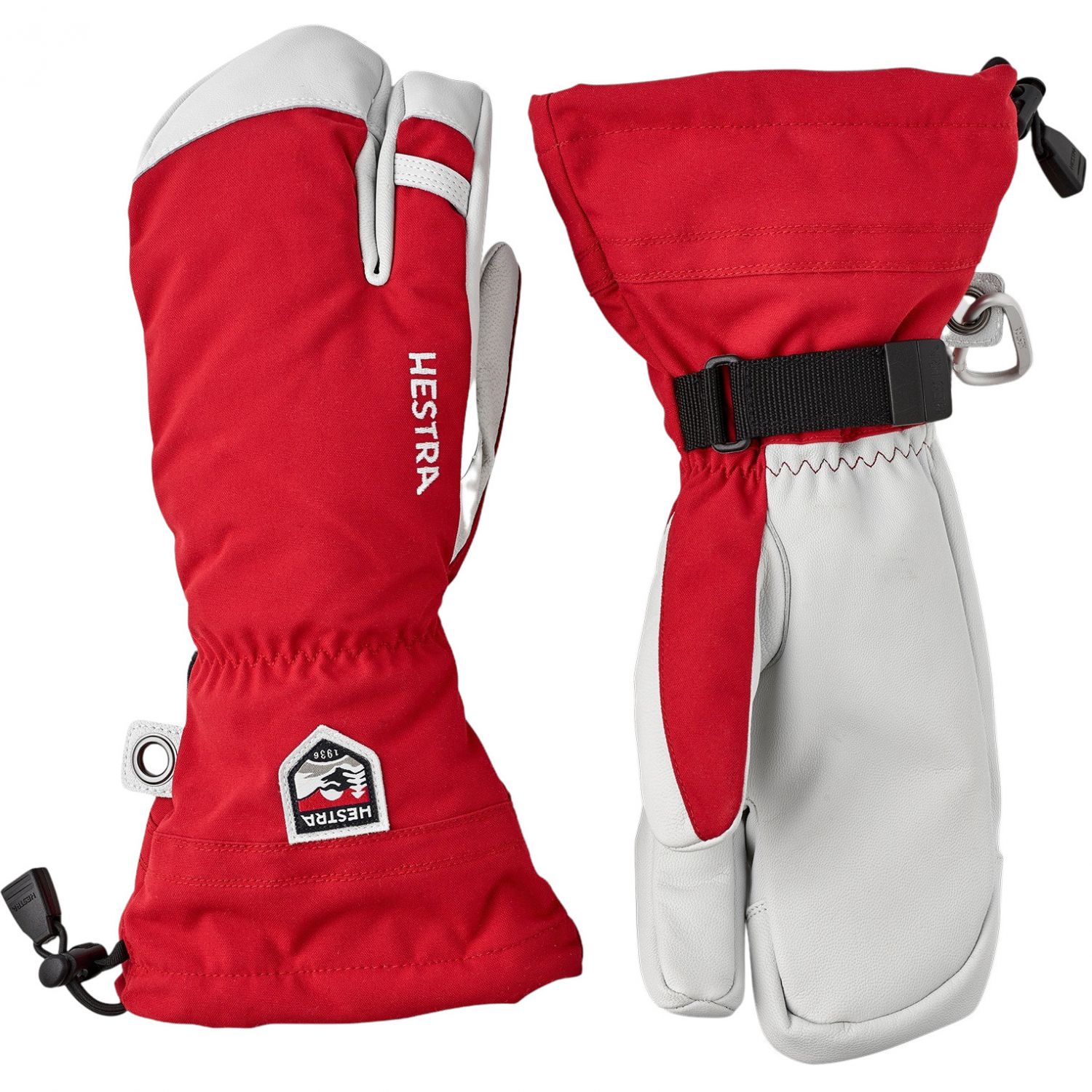Hestra Army Leather Heli Ski, 3-finger skihandsker, rød Hestra Army Leather Heli Ski, 3-finger skihandsker, rød