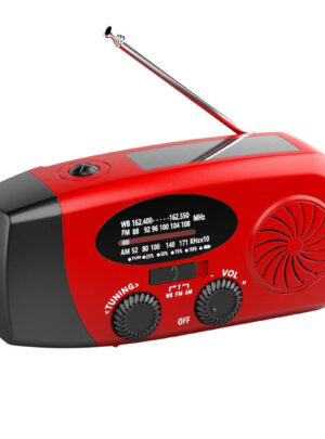 Nødradio FM - Solcelle, håndsving, powerbank 2000 mah