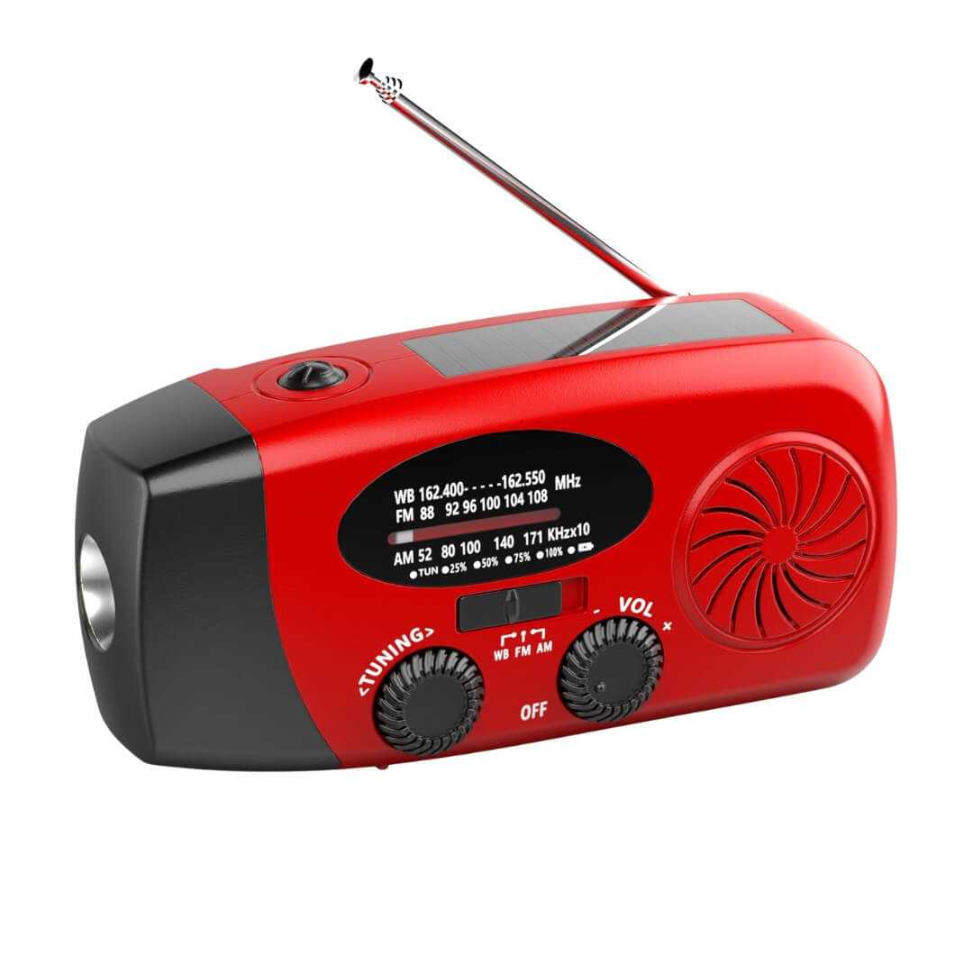 Nødradio FM - Solcelle, håndsving, powerbank 2000 mah Nødradio FM - Solcelle, håndsving, powerbank 2000 mah