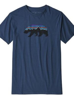 Patagonia Mens Fitz Roy Bear Organic T-Shirt, Stone Blue