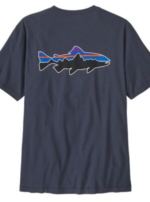 Patagonia Mens Fitz Roy Trout T-Shirt, Smolder Blue