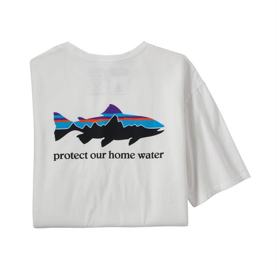 Patagonia Mens Home Water Trout Organic T-Shirt, White Patagonia Mens Home Water Trout Organic T-Shirt, White